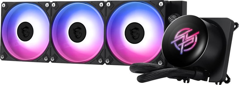 MSI MPG CORELIQUID P13 360mm AIO Liquid CPU Cooler – 2.1" IPS LCD Pump Display, ARGB Fans, 3400RPM Pump, 500–2050RPM Fans, Intel & AMD Compatible, 360mm Radiator, Black | 306-7ZWGA11-L80 - Image 1